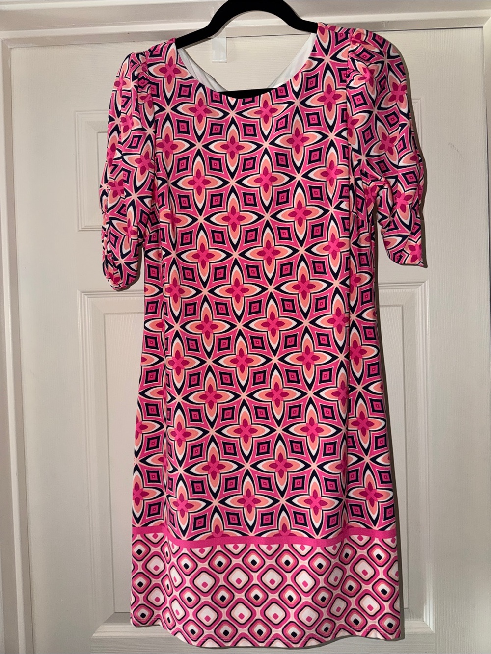 Eliza J Pink & Navy Geometric Midi Dress